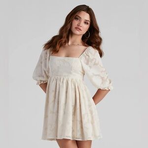 Windsor Cream Puff Sleeve Dress